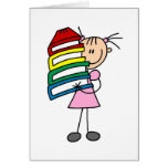 Stick Girl with Books Greeting Cards
