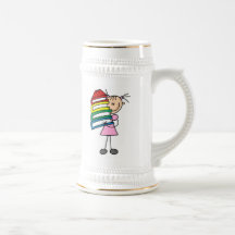 Stick Girl With Books Coffee Mugs