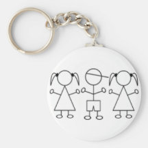 Stick kids keychain triplet girl girl boy