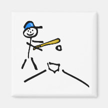 Stick Man Baseball Magnet