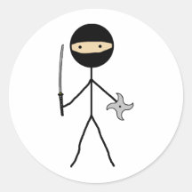 Stick Ninja Round Stickers