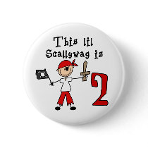 Stick Pirate 2nd Birthday Pinback Buttons