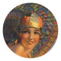 Sticker Fashionable Flapper Dress Pearls Hairdo
