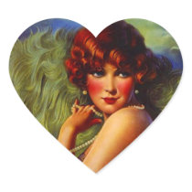 Sticker Fashionable Flapper Feathers Pearls Hairdo