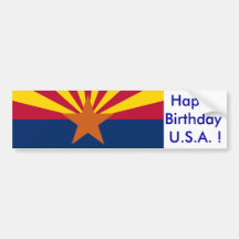 Sticker Flag of Arizona, Happy Birthday U.S.A.! Bumper Sticker