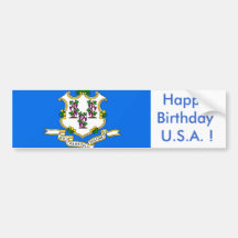 Sticker Flag of Connecticut,Happy Birthday U.S.A.! Bumper Stickers