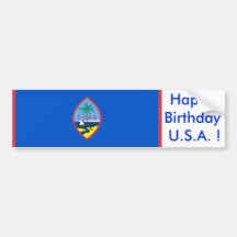 Sticker Flag of Guam, Happy Birthday U.S.A.! Bumper Sticker