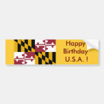 Sticker Flag of Maryland, Happy Birthday U.S.A.! Bumper Stickers