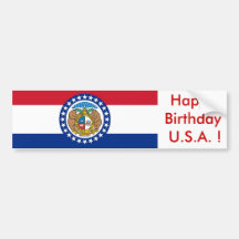 Sticker Flag of Missouri, Happy Birthday U.S.A.! Bumper Stickers
