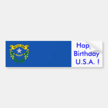 Sticker Flag of Nevada, Happy Birthday U.S.A.! Bumper Stickers