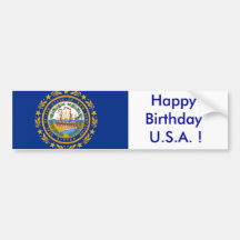 Sticker Flag of  New Hampshire Bumper Stickers