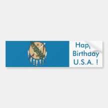 Sticker Flag of Oklahoma,Happy Birthday U.S.A.! Bumper Sticker