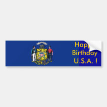 Sticker Flag of Wisconsin, Happy Birthday U.S.A.! Bumper Stickers