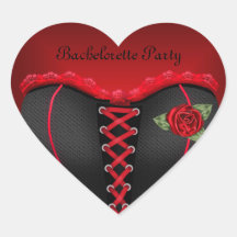 Sticker Heart Bachelorette Party Black Red Corset