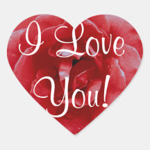 Sticker - Heart - Red Red Rose "I Love You"