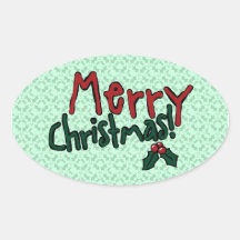 Sticker, Merry Christmas, Mistletoe Background