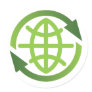 Sticker: Recycling symbol with planet earth symbol