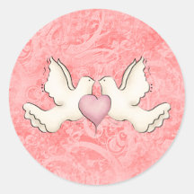 Sticker-Valentine Doves with heart