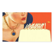 Sticker Vintage Birthday Gal Blowing Cake Candles