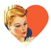 Sticker Vintage Birthday Gal Blowing Cake Candles