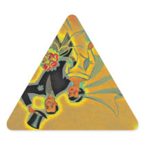 Sticker Vintage Wedding Couple Bride Groom Golden