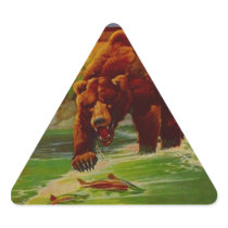 Sticker Wildlife Grizzly Stream Fishing Fish Claws