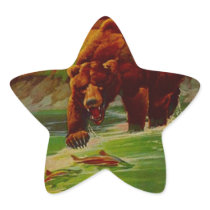 Sticker Wildlife Grizzly Stream Fishing Fish Claws
