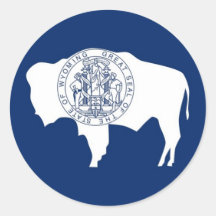 Sticker with Flag of  Wyoming State - USA