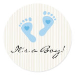 Stickers: Baby boy blue footprints - It's a Boy!