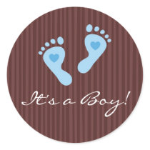 Stickers: Baby boy blue footprints - It's a Boy!
