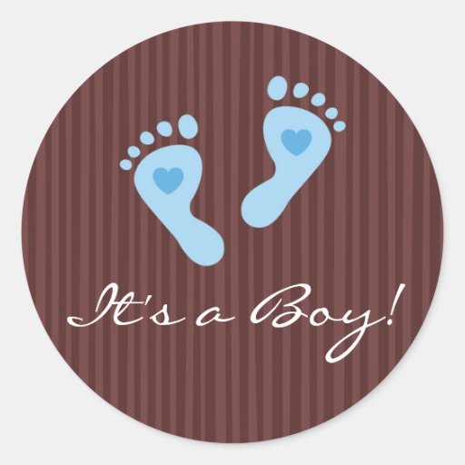 Stickers: Baby boy blue footprints - It's a Boy!