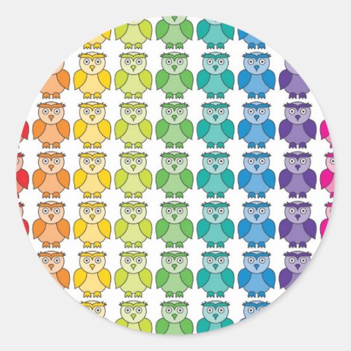 Stickers - Cute Rainbow Owl Pattern