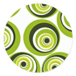 Stickers, fun mod circles, bright green + white