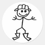 Stickman Fireman Round Sticker