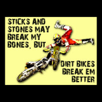 Sticks And Stones Dirt Bike Motocross Funny Poster posters