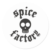 sticky spice factory skull round stickers