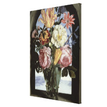 Still life of flowers in a drinking glass canvas prints