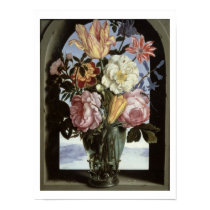Still life of flowers in a drinking glass posters