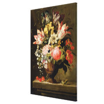 Still Life of Flowers in a Vase with a Lizard on a canvas prints