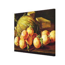 Still Life of Oranges, Melons and Boxes Gallery Wrap Canvas