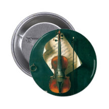 Still Life Old Violin, Harnett, Vintage Victorian Pinback Buttons
