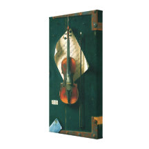 Still Life Old Violin, Harnett, Vintage Victorian Gallery Wrap Canvas