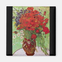 Still Life Red Poppies and Daisies by Van Gogh Refrigerator Magnets