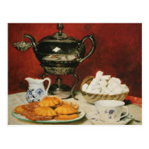 Still life Tea and Melting rolls - Albert Anker postcards