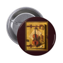Still Life Violin Music Harnett, Vintage Victorian Pinback Button