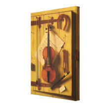 Still Life Violin Music Harnett, Vintage Victorian Gallery Wrap Canvas