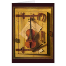 Still Life Violin Music Harnett, Vintage Victorian Greeting Cards