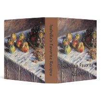Still Life with Apples and Grapes by Claude Monet Vinyl Binder