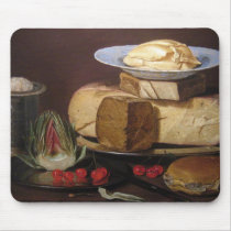 Still Life with Cheeses, Artichoke - Clara Peeters mousepads