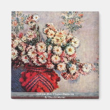 Still Life With Chrysanthemums By Claude Monet Magnet